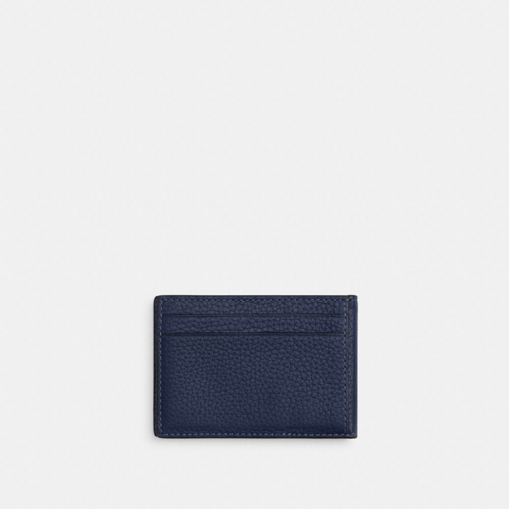 COACH®,Compact Billfold Wallet,Leather,Bi Fold,Casual,Navy,Back View