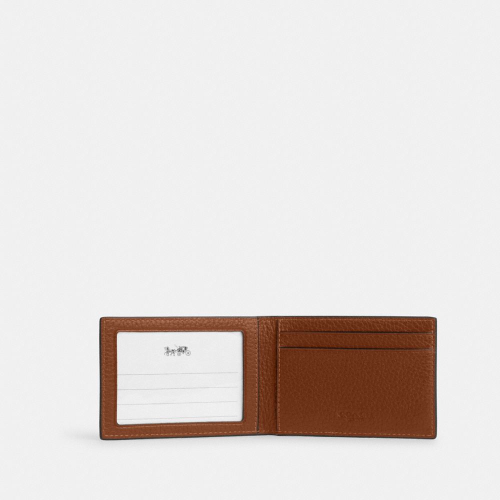 COACH®,Compact Billfold Wallet,Leather,Bi Fold,Casual,Brown,Inside View,Top View