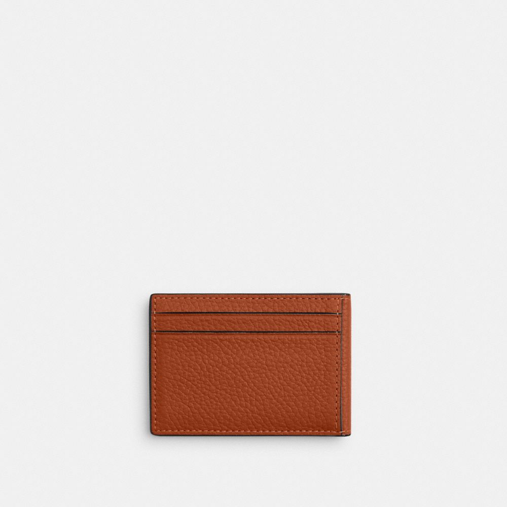 COACH®,PORTE-BILLETS COMPACT,Cuir galet,Ambre Marron,Back View