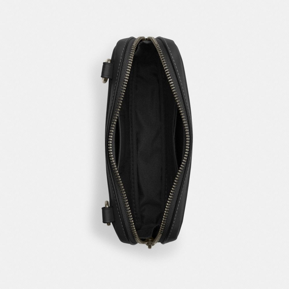 COACH®,Carrier Phone Crossbody,Leather,Calfskin Leather,Crossbody,Gunmetal,Casual,Black,Inside View,Top View