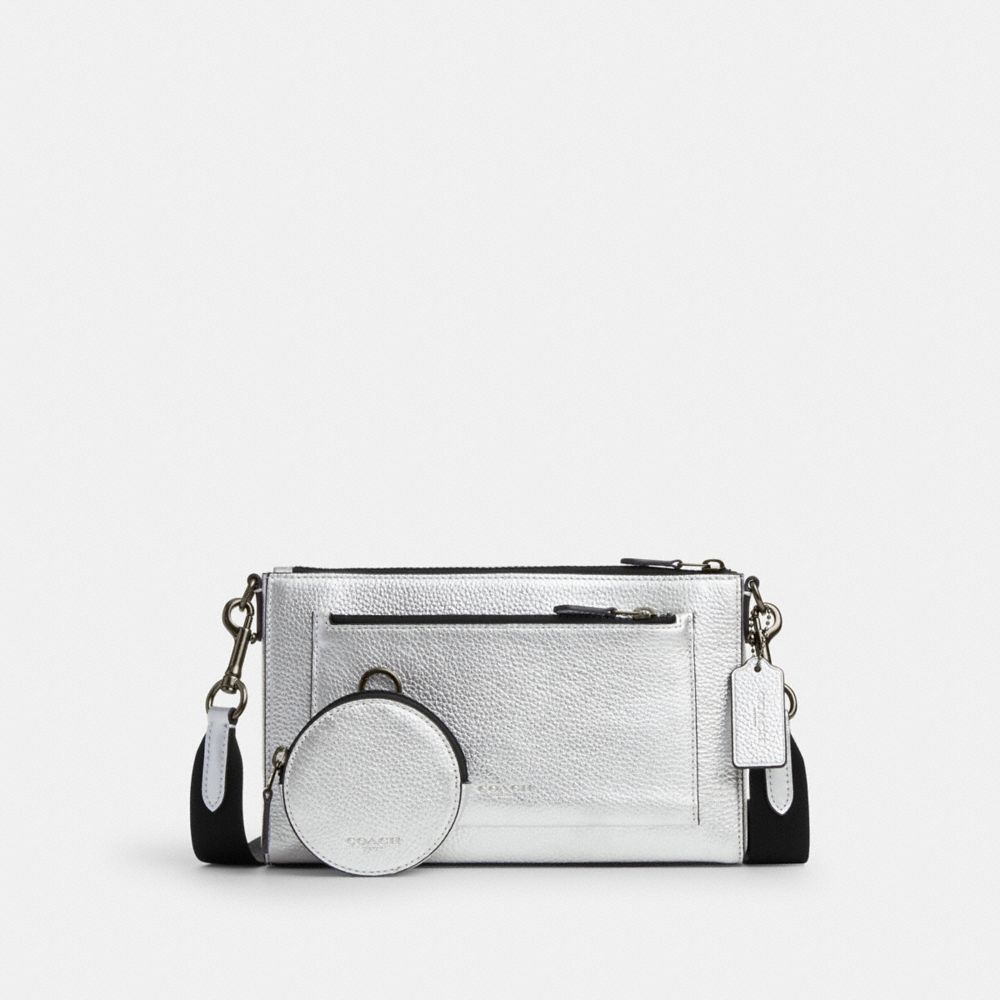 Black Antique Nickel Metallic Silver Holden Crossbody In Silver Metallic