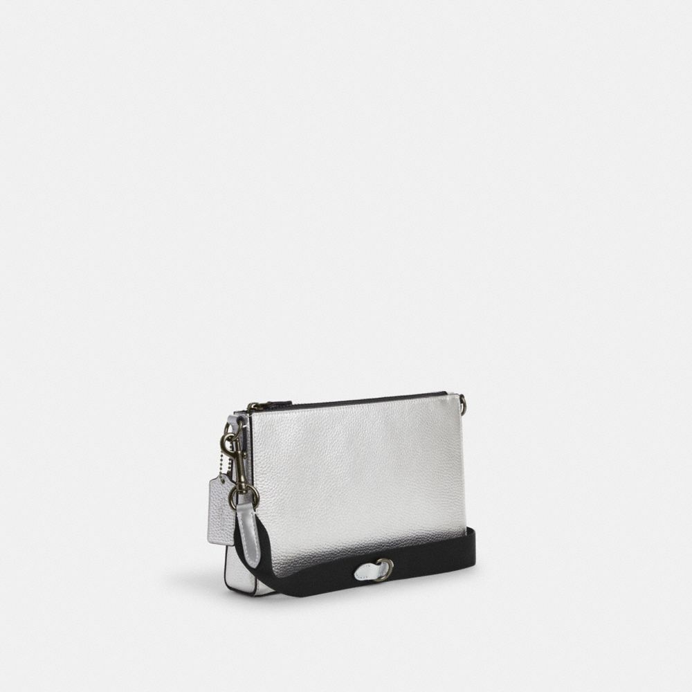 Coach Mirror Metallic Pochette, Silver