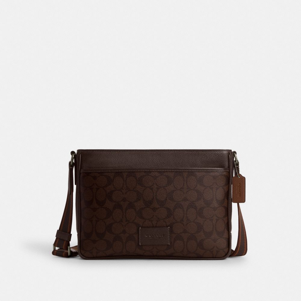 Coach Brown Signature Coated Canvas Crossbody Bag Coach