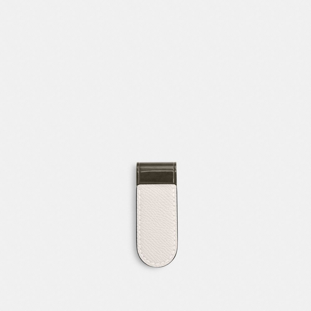 COACH®,MONEY CLIP,Crossgrain Leather,Gunmetal/Chalk,Back View