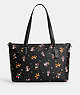 COACH®,DISNEY X COACH GALLERY TOTE WITH HOLIDAY PRINT,Other,Large,Gunmetal/Black Multi,Front View