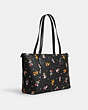 COACH®,DISNEY X COACH GALLERY TOTE WITH HOLIDAY PRINT,Other,X-Large,Gunmetal/Black Multi,Angle View