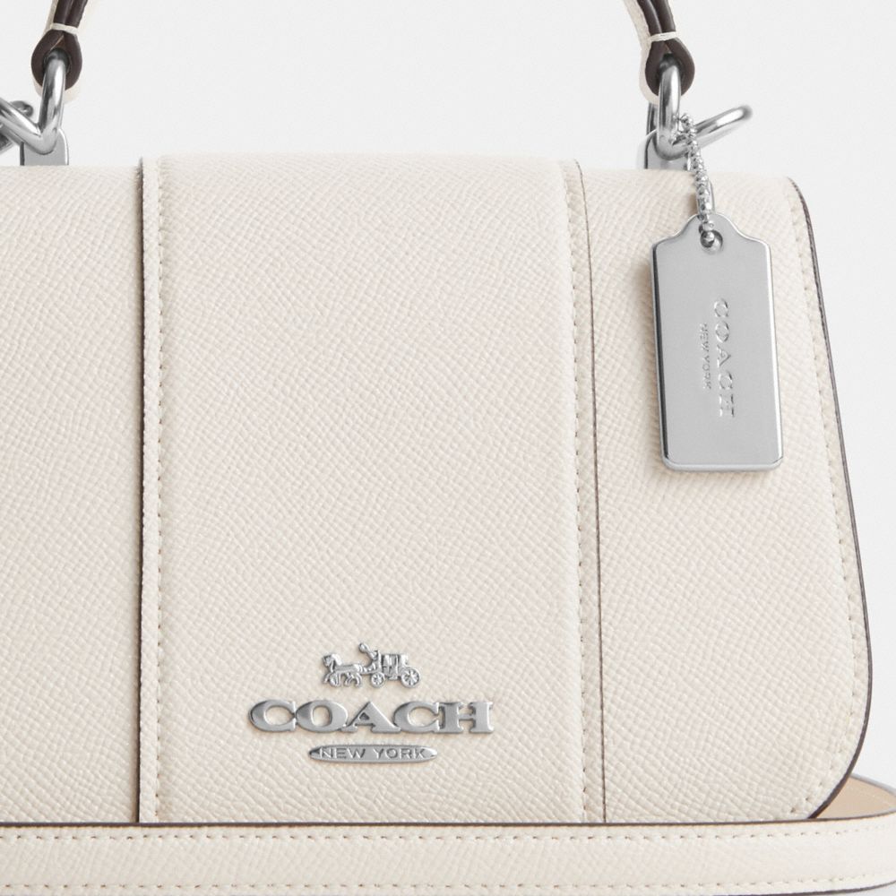 COACH®,SAC À POIGNÉE SUPÉRIEURE LYSA,Cuir Cross-grain,Argent/Craie
