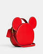 COACH®,DISNEY X COACH MICKEY MOUSE EAR BAG,Leather,Brass/Electric Red,Angle View