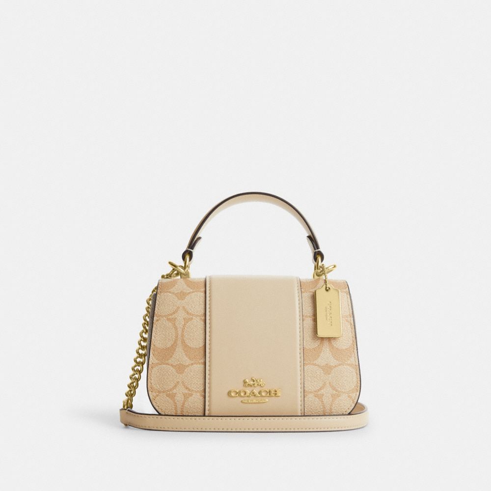 Coach Mini Sierra Satchel in Beechwood Signature Embossed Patent