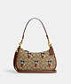 COACH®,DISNEY X COACH TERI SHOULDER BAG IN SIGNATURE JACQUARD WITH MICKEY MOUSE PRINT,Jacquard,Brass/Khaki/Redwood Multi,Front View