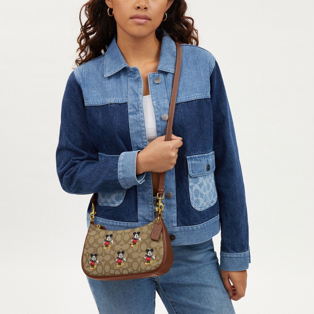 COACH®,Disney X Coach Teri Shoulder Bag In Signature Jacquard With Mickey Mouse Print,,Detail View