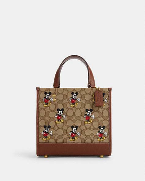 COACH®,DISNEY X COACH DEMPSEY TOTE 22 IN SIGNATURE JACQUARD WITH MICKEY MOUSE PRINT,Jacquard,Brass/Khaki/Redwood Multi,Front View