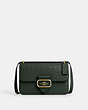 COACH®,LARGE MORGAN SQUARE CROSSBODY BAG,Embossed Leather,Medium,Gold/Amazon Green,Front View