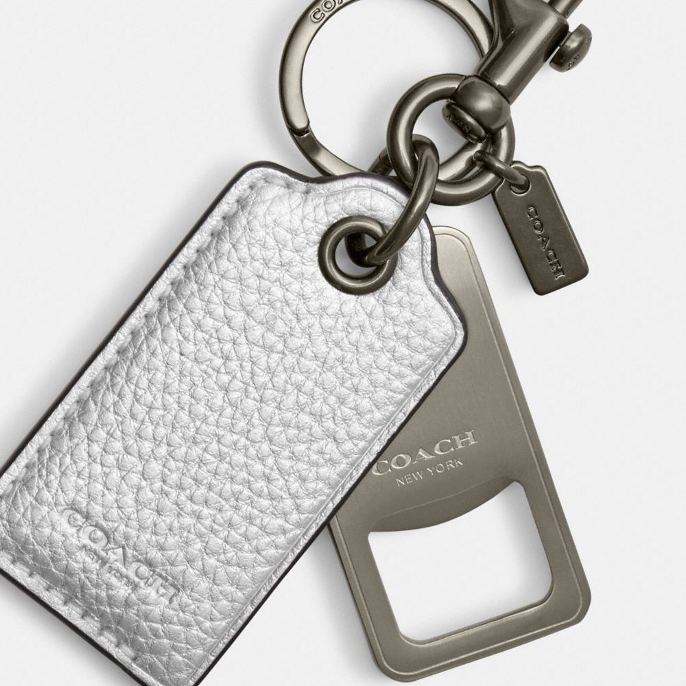 Coach Women's Leather Metallic Small L Zip Key Fob Card Case