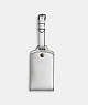 COACH®,LUGGAGE TAG,Pebble Leather,Black Antique Nickel/Metallic Silver,Front View