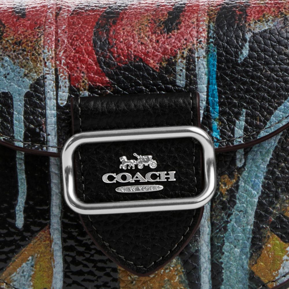 【新品】コーチ ショルダーバッグ COACH 【COACH X MINT + SERF】 モーガン レザー カードケース オン チェーン ミニバッグ 斜め掛け CM215 SVA47 (ブラックマルチ) アウトレット レディース