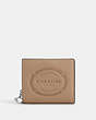 COACH®,SNAP WALLET WITH COACH HERITAGE,Leather,Mini,Silver/Taupe,Front View