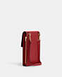COACH®,NORTH SOUTH PHONE CROSSBODY,Crossgrain Leather,Mini,Everyday,Gold/1941 Red,Angle View