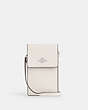 COACH®,NORTH SOUTH PHONE CROSSBODY,Crossgrain Leather,Everyday,Silver/Chalk,Front View