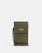 COACH®,NORTH SOUTH PHONE CROSSBODY,Crossgrain Leather,Everyday,Silver/Olive Drab,Front View