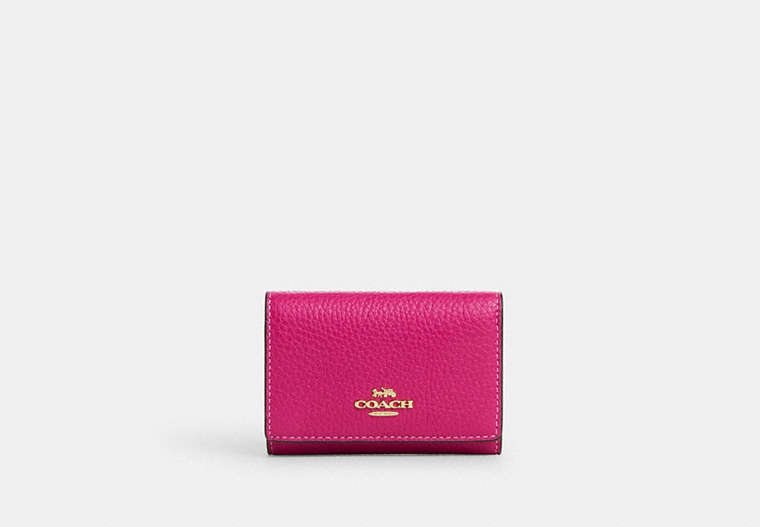COACH®,MICROPORTEFEUILLE,PITONE LUCIDO,Im/Cerise,Front View