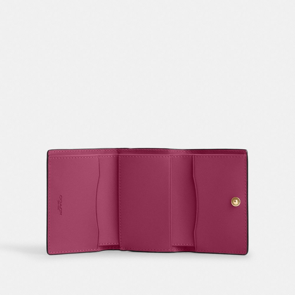 COACH®,Micro Wallet,Leather,Tri Fold,Casual,Maroon,Inside View,Top View