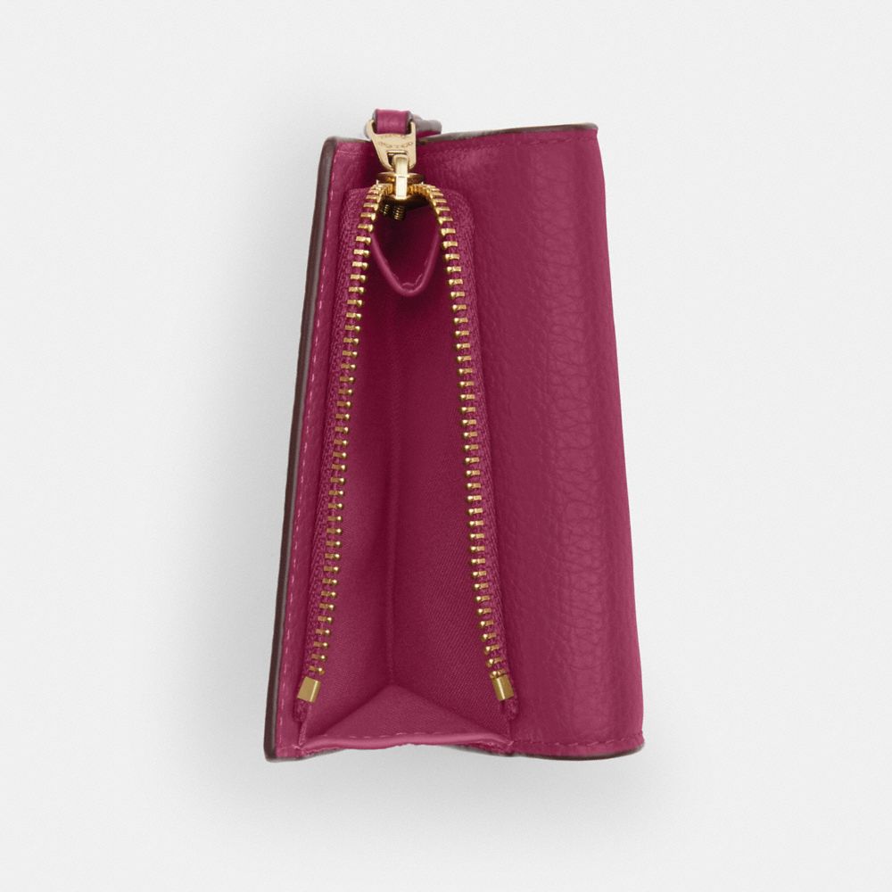 COACH®,Micro Wallet,Leather,Tri Fold,Casual,Maroon,Interior View