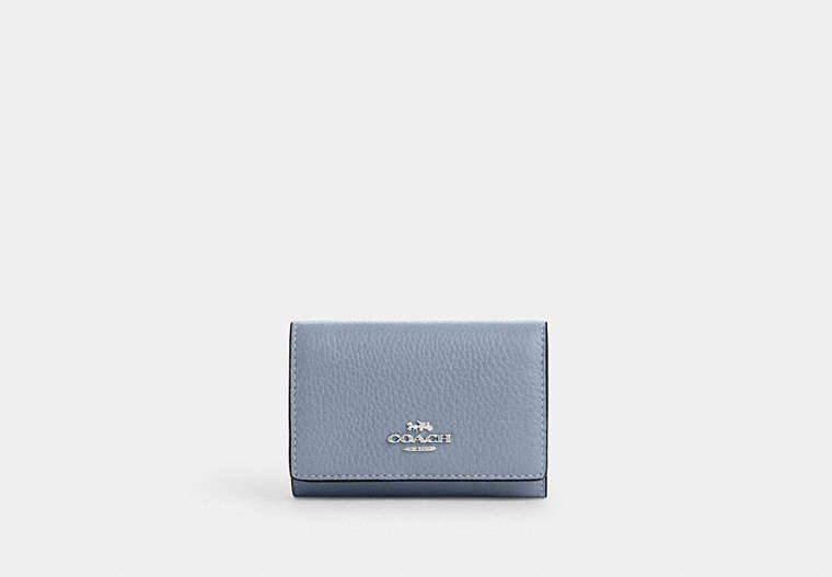 COACH®,MICRO WALLET,Leather,Mini,Silver/Grey Mist,Front View