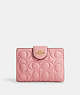 COACH®,MEDIUM CORNER ZIP WALLET WITH SIGNATURE LEATHER,Leather,Mini,Gold/Light Blush,Front View