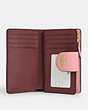 COACH®,MEDIUM CORNER ZIP WALLET WITH SIGNATURE LEATHER,Leather,Mini,Gold/Light Blush,Inside View,Top View