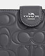 COACH®,MEDIUM CORNER ZIP WALLET WITH SIGNATURE LEATHER,Leather,Mini,Silver/Industrial Grey
