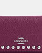 COACH®,MICRO WALLET WITH RIVETS,Mixed Material,Silver/Deep Berry