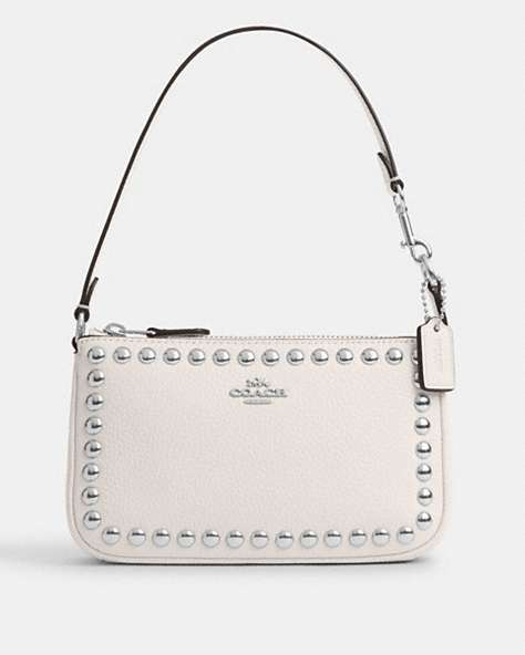 COACH®,NOLITA 19 WITH RIVETS,Mixed Material,Mini,Silver/Chalk,Front View