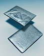 COACH®,SLIM ID CARD CASE IN SILVER METALLIC WITH PUFFY DIAMOND QUILTING,Leather,Silver/Metallic Silver