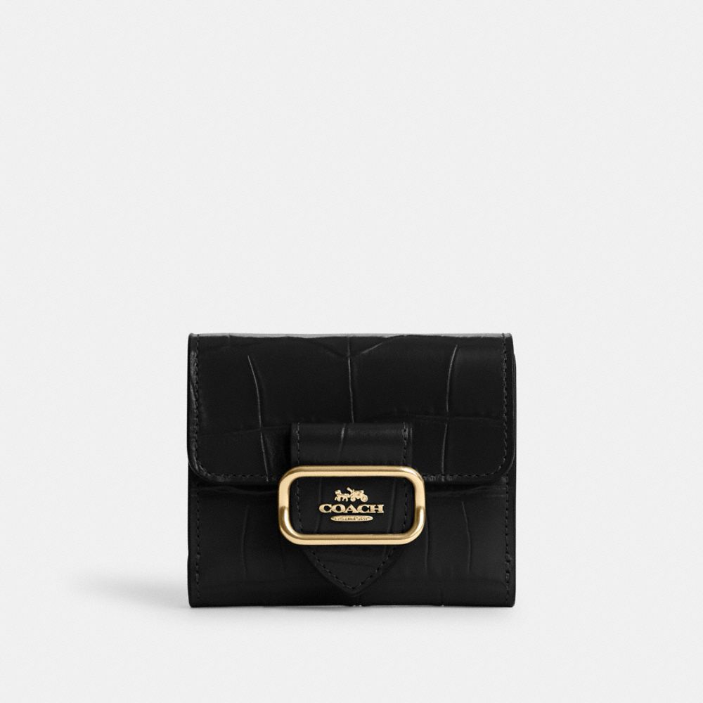 COACH®,PETIT PORTEFEUILLE MORGAN,Cuir,Or/Noir,Front View