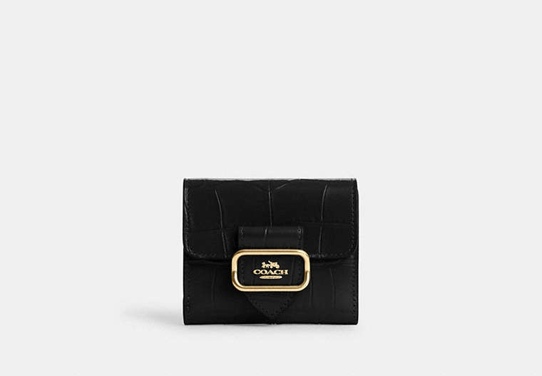 COACH®,SMALL MORGAN WALLET,Leather,Gold/Black,Front View