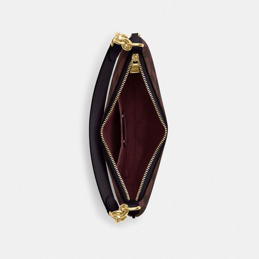 COACH®,Mini Payton In Signature Canvas,Canvas,Shoulder Bag,Chain Detail,Logo,Gold Metal,Casual,Maroon,Inside View,Top View