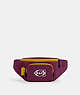 COACH®,TRACK BELT BAG IN COLORBLOCK WITH COACH STAMP,Suede,Black Antique Nickel/Deep Berry Multi,Front View
