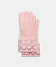 COACH®,SIGNATURE METALLIC KNIT GLOVES,Carnation,Front View