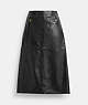 COACH®,LONG LEATHER SKIRT,Black,Front View