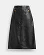 COACH®,LONG LEATHER SKIRT,Black,Front View