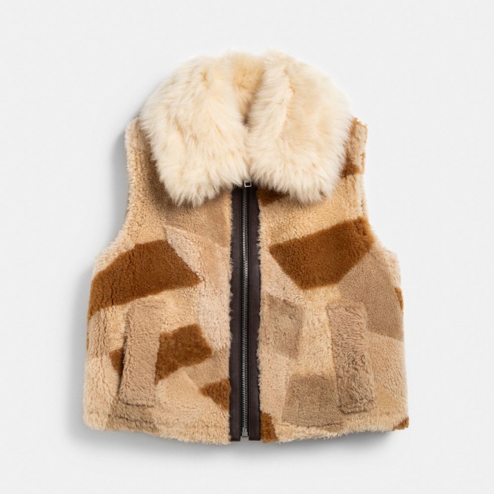 COACH® | Tonal Patchwork Shearling Vest