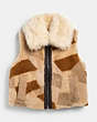 COACH®,TONAL PATCHWORK SHEARLING VEST,Ivory Multi,Front View
