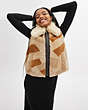COACH®,TONAL PATCHWORK SHEARLING VEST,Ivory Multi,Scale View