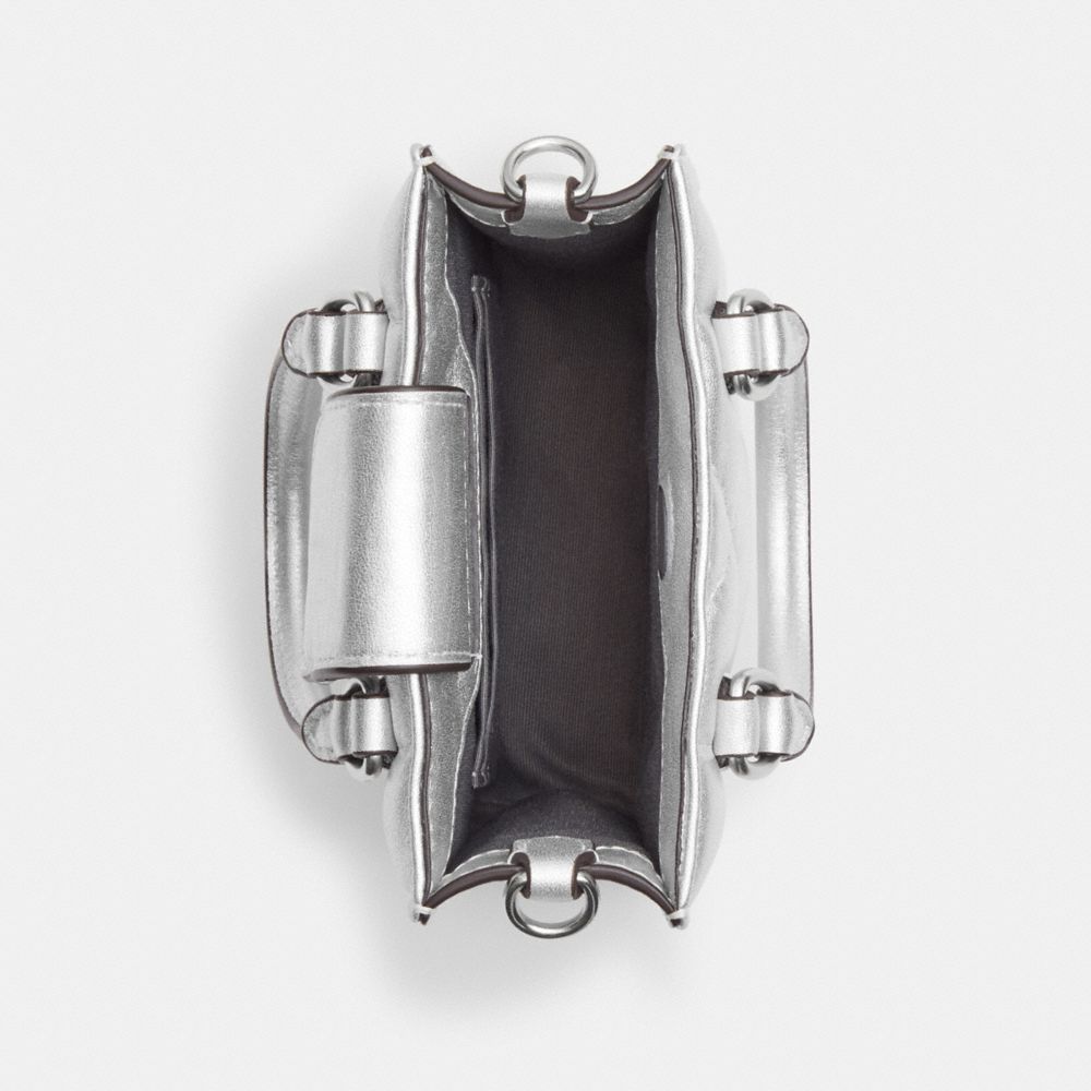 COACH®,ノース／サウス ミニ トート・パフィ ダイヤモンド キルティング,ミニバッグ&お財布ショルダー,ｼﾙﾊﾞｰ/ﾒﾀﾘｯｸ ｼﾙﾊﾞｰ