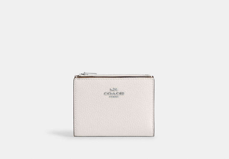 COACH®,BIFOLD WALLET,Pebble Leather,Silver/Chalk,Front View