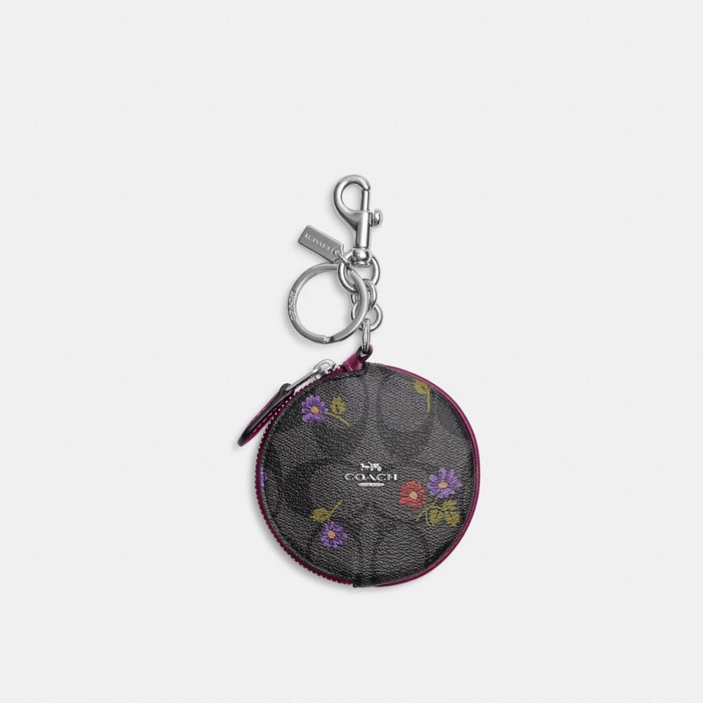 Circular Coin Pouch In Signature Canas With Country Floral Print