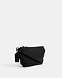 COACH®,BELT BAG WITH SIGNATURE CANVAS INTERIOR DETAIL,Crossgrain Leather,Black,Angle View