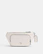 COACH®,BELT BAG WITH SIGNATURE CANVAS INTERIOR DETAIL,Crossgrain Leather,Mini,Chalk,Front View