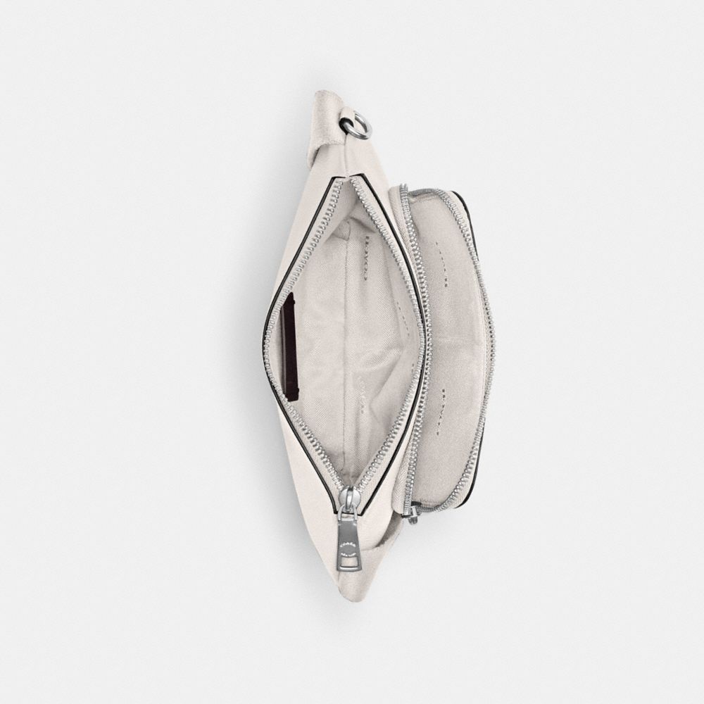 COACH®,Belt Bag With Signature Canvas Interior Detail,Canvas,Leather,Belt Bag,Logo,Scratch Resistant,Casual,White,Inside View,Top View